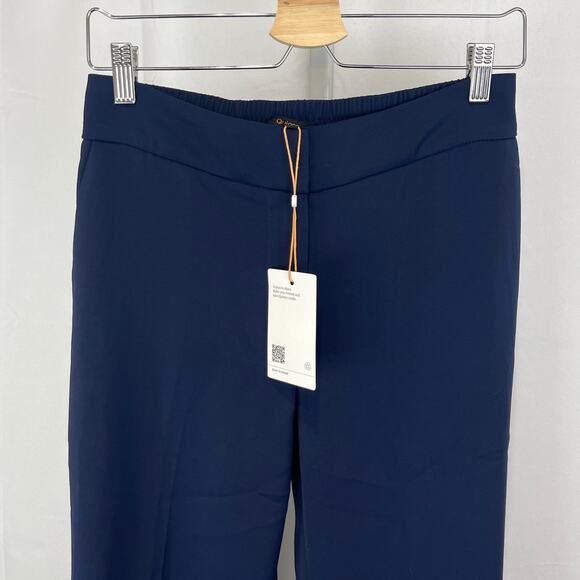 NWT QUINCE Stretch Crepe Ankle Pants Zip Fly Elastic Waist Navy Blue Size 4 - Picture 5 of 12